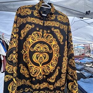 Forever 21 Black and Gold Baroque Windbreaker